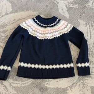 Crewcuts Navy and Pink Fair Isle Sweater